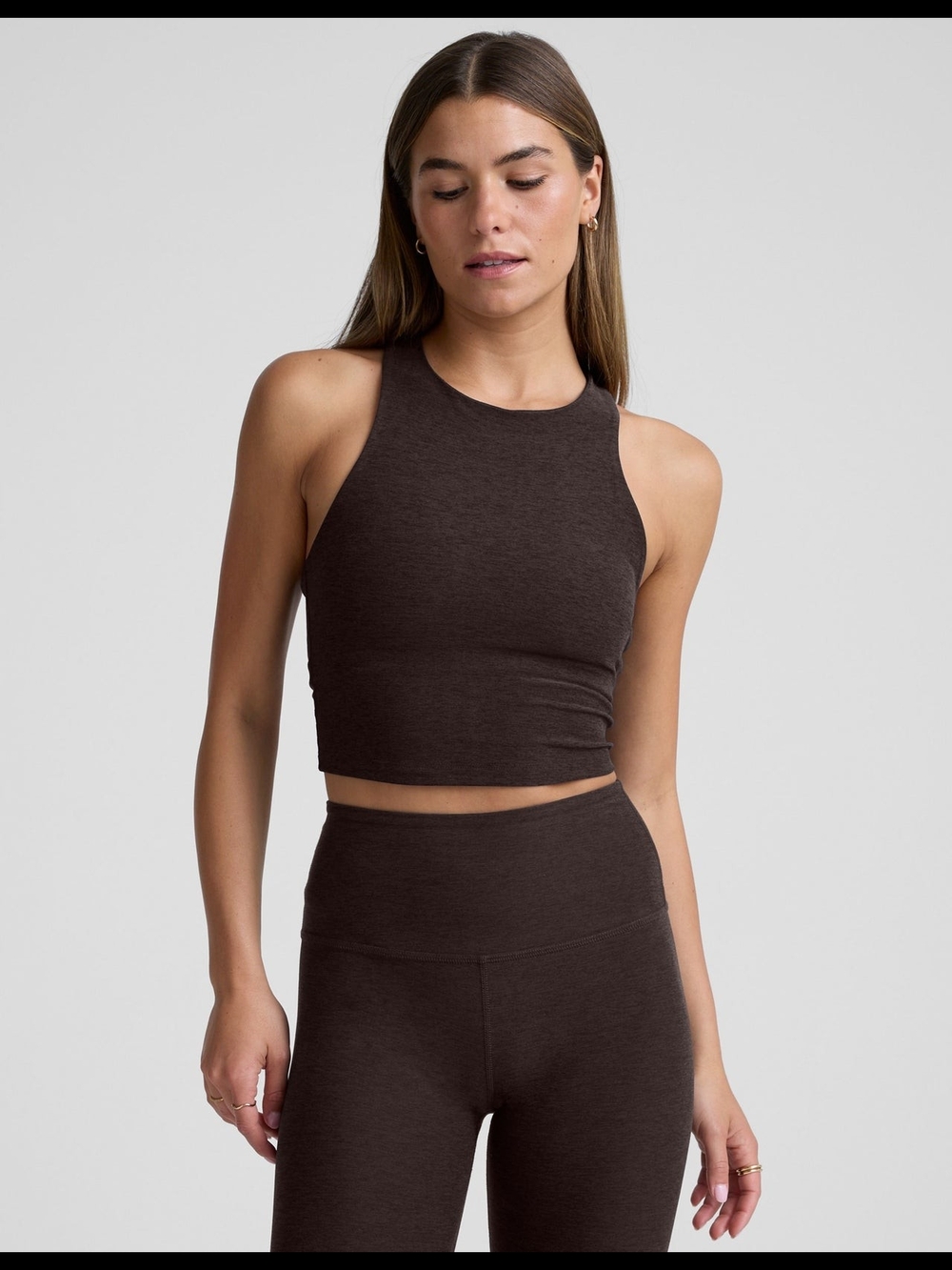 Beyond Yoga High-Neck Crop Tank Top - Dark Brown